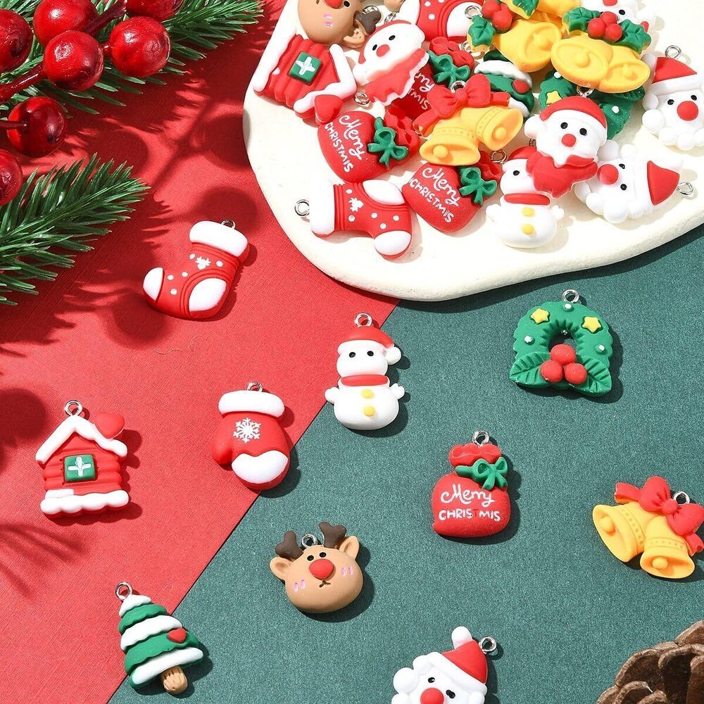 2417 48pcs Christmas Resin Charms, 13 Styles Mixed Color Christmas Bell - Picture 6 of 7